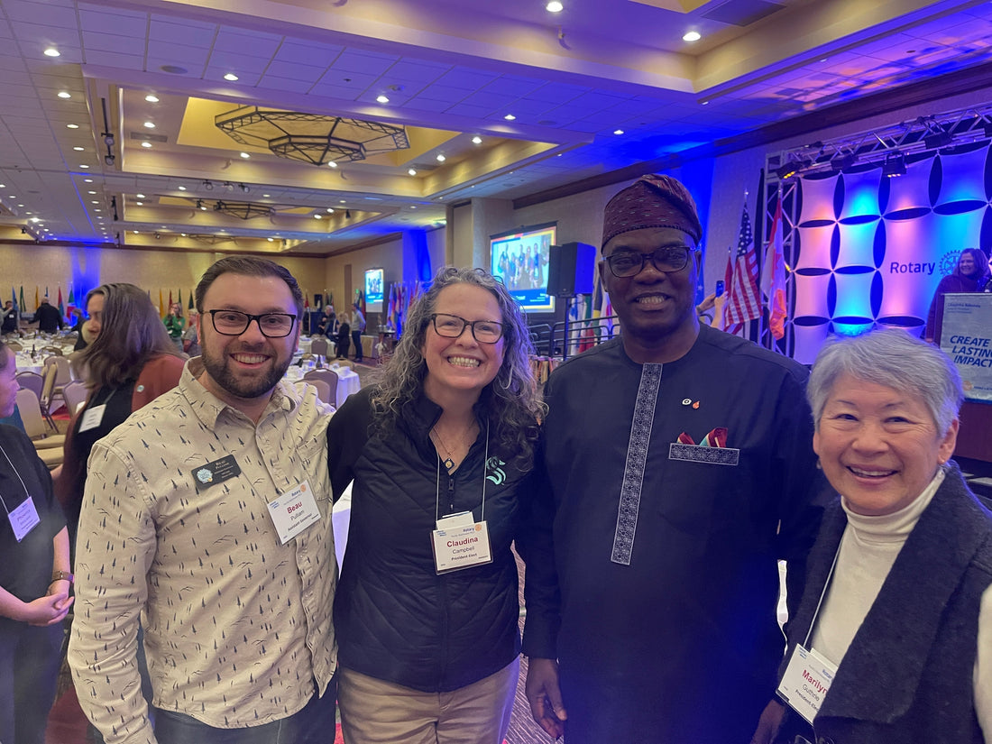 With Assistant Governor Beau Pulliam, RC of Issaquah President-Elect Claudina Campbell and RI President-Elect Olayinka Hakeem Babalola